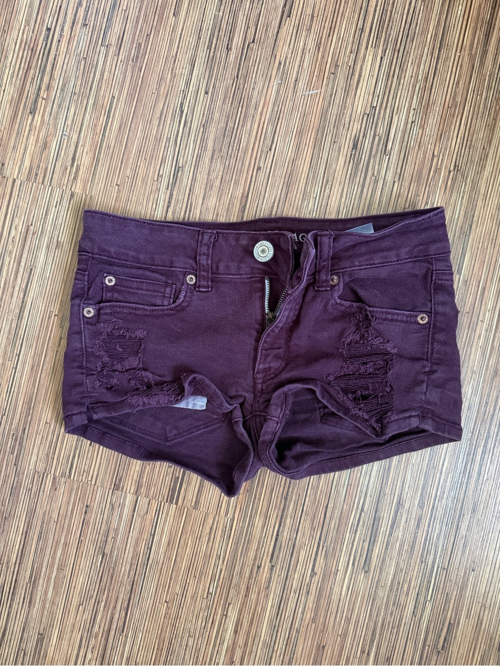 American Eagle Outfitters Plum Distressed Jean Shorts